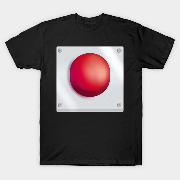 Big Red Button T-Shirt by PorinArt